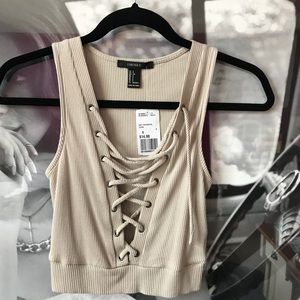 F21 Laced Detail Crop